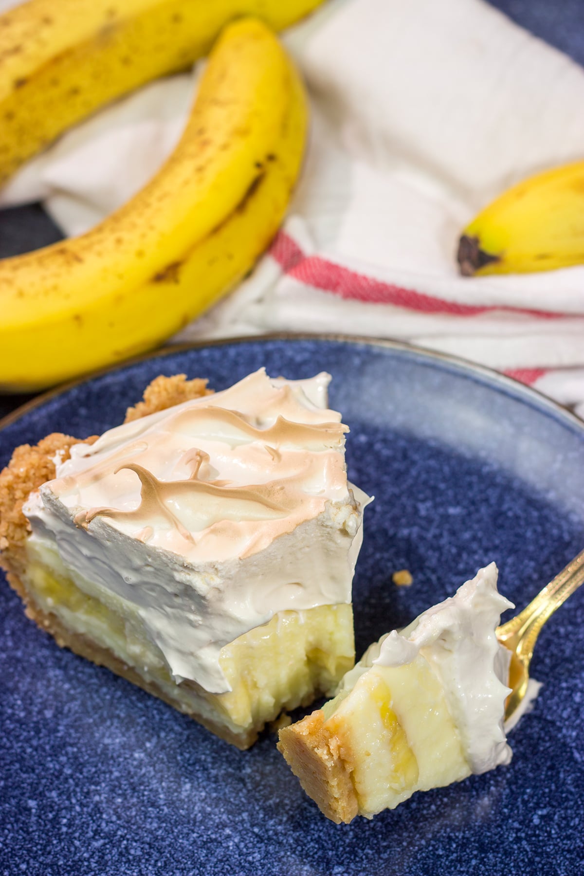 This Banana Pudding Pie features a creamy banana pudding base topped with a light and airy meringue. It's a combination of two favorites in one!