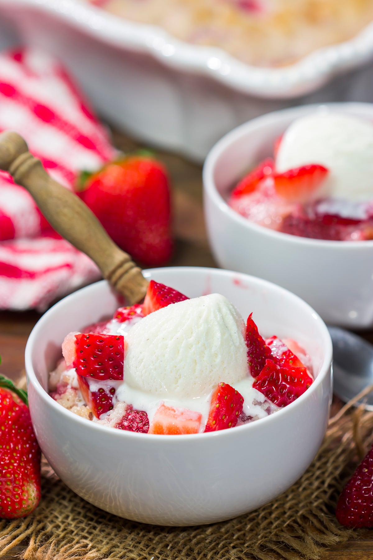 Looking for a tasty dessert for warm summer evenings? This Strawberry Cobbler is an easy treat that's packed with summer berry flavor!