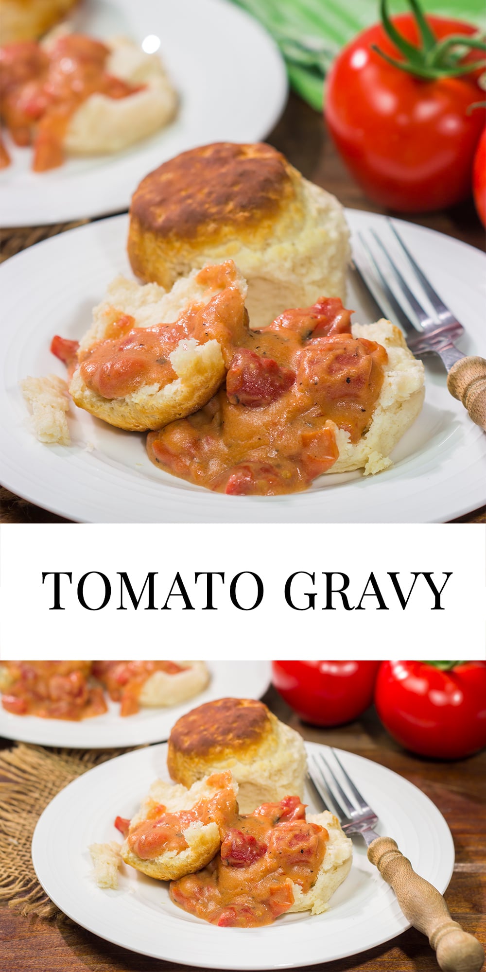 Tomato Gravy is a delicious way to celebrate tomato season! Serve with buttermilk biscuits, grits or meatloaf for a tasty meal.