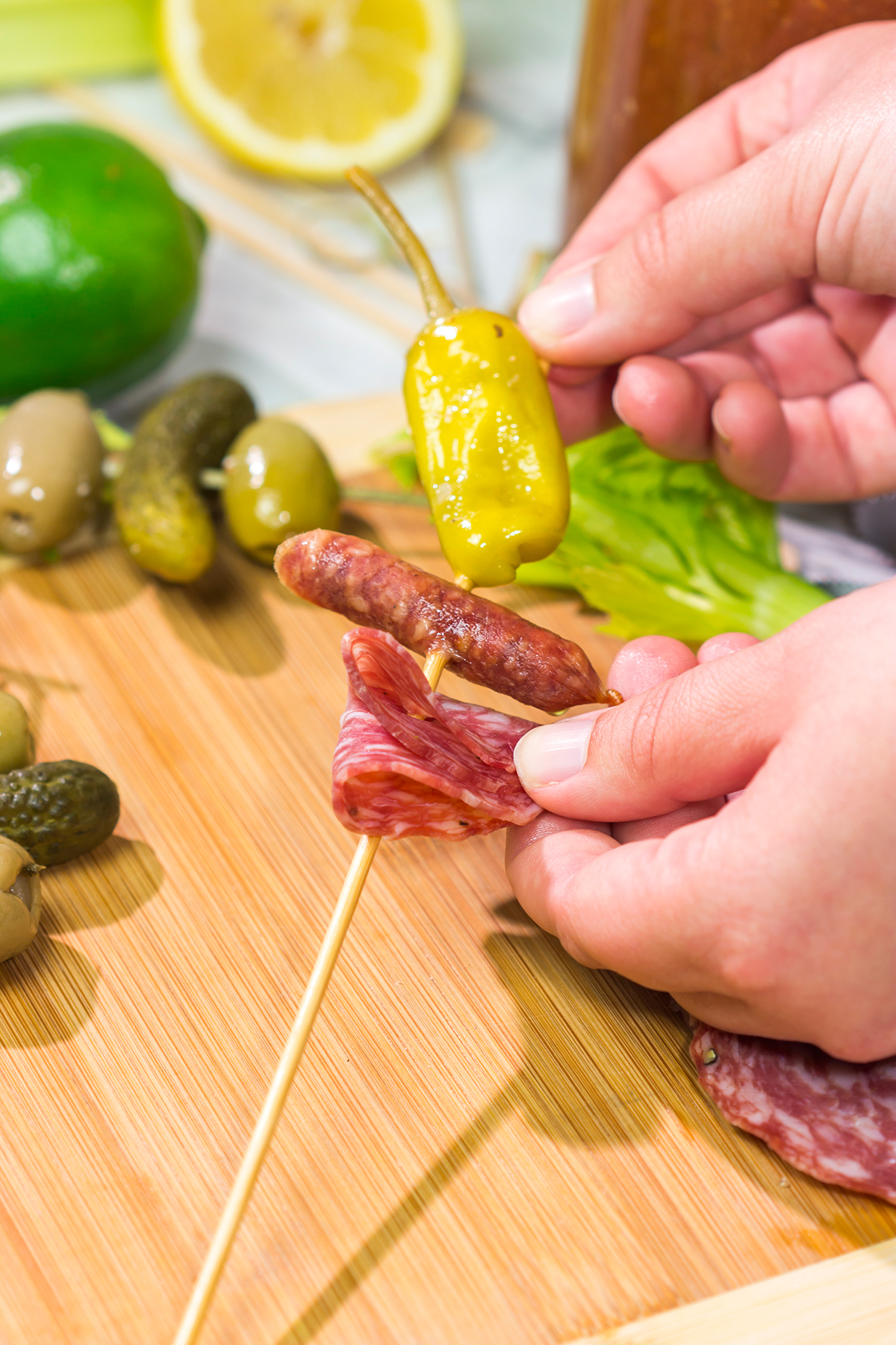 Grab some salami and whip up a batch of these Classic Bloody Marys - they're perfect for weekend brunch!
