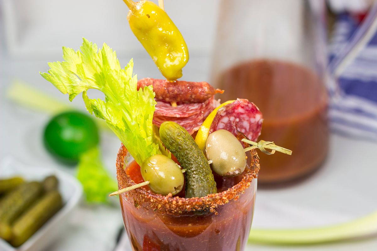 Grab some salami and whip up a batch of these Classic Bloody Marys - they're perfect for weekend brunch!