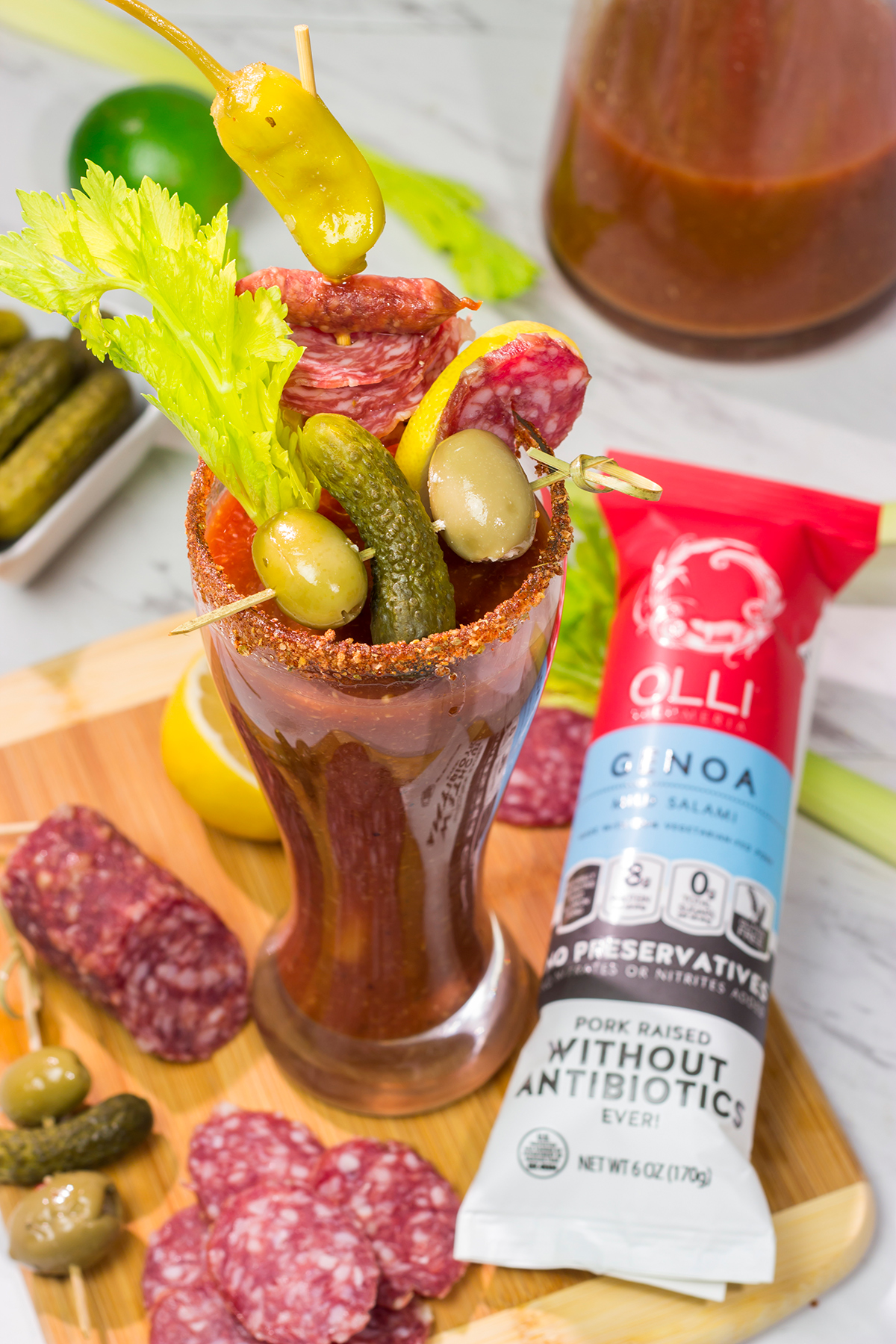 Grab some salami and whip up a batch of these Classic Bloody Marys - they're perfect for weekend brunch!