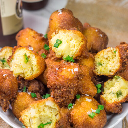 A little bit sweet. A little bit spicy. These Jalapeno Pineapple Hushpuppies are a fun twist on the classic seafood side dish!