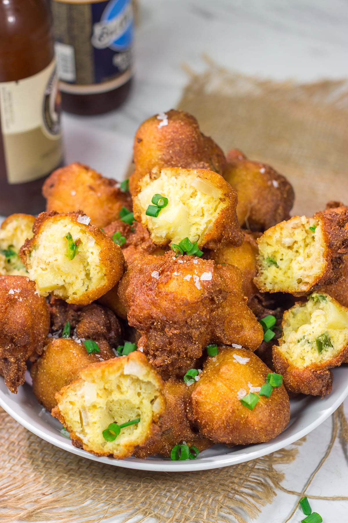A little bit sweet. A little bit spicy. These Jalapeno Pineapple Hushpuppies are a fun twist on the classic seafood side dish!