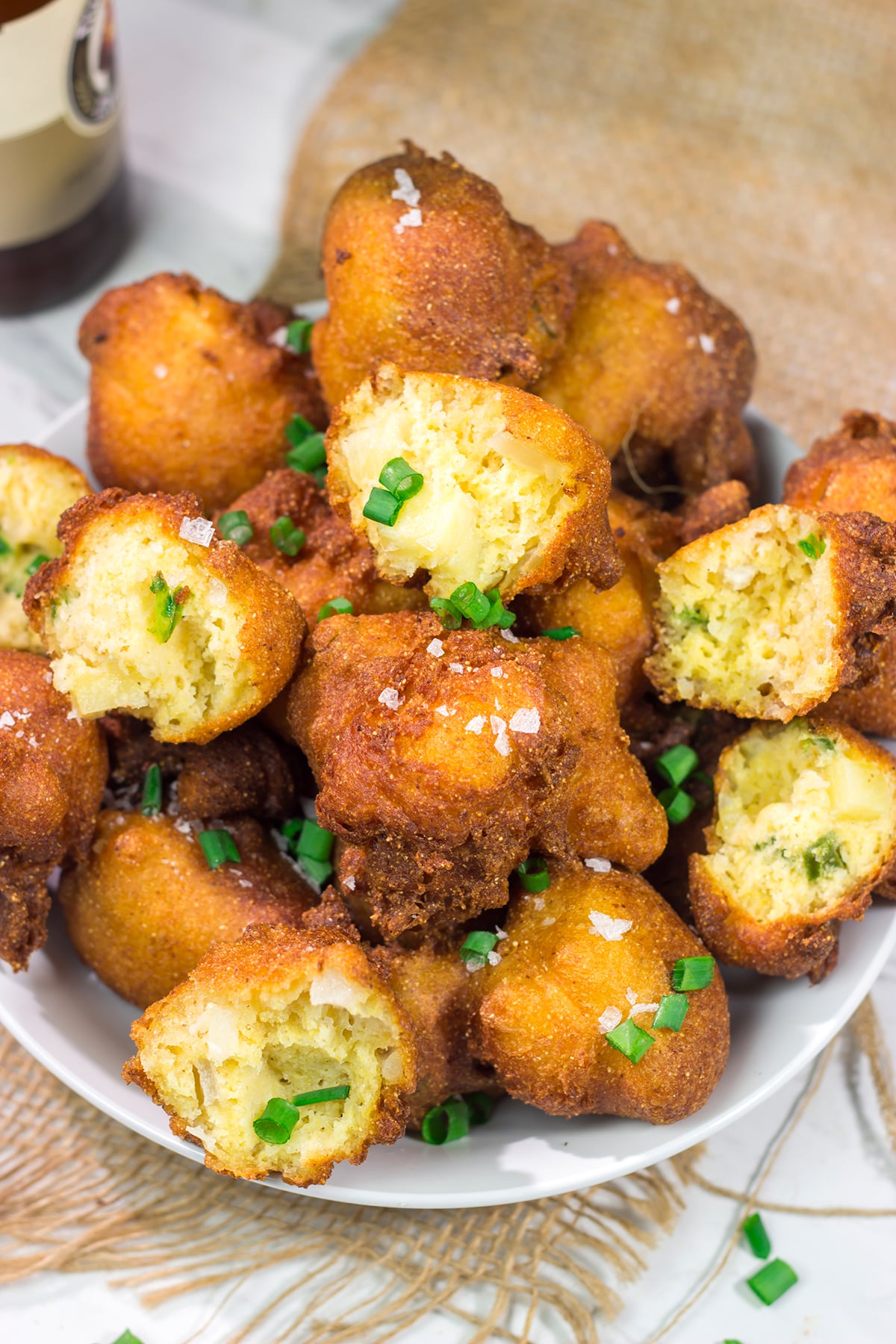 A little bit sweet. A little bit spicy. These Jalapeno Pineapple Hushpuppies are a fun twist on the classic seafood side dish!