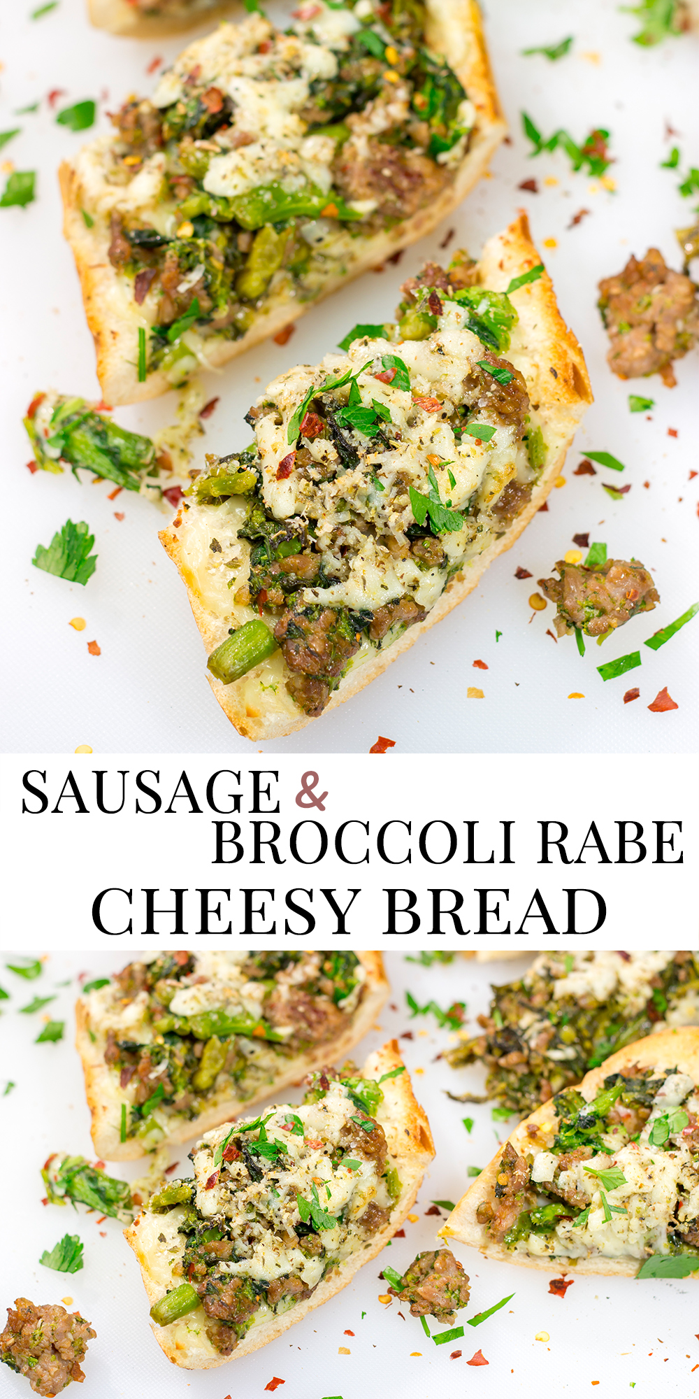This Sausage and Broccoli Rabe Cheesy Bread a fun and delicious twist on the classic Italian pasta dish. Put it on the menu soon!