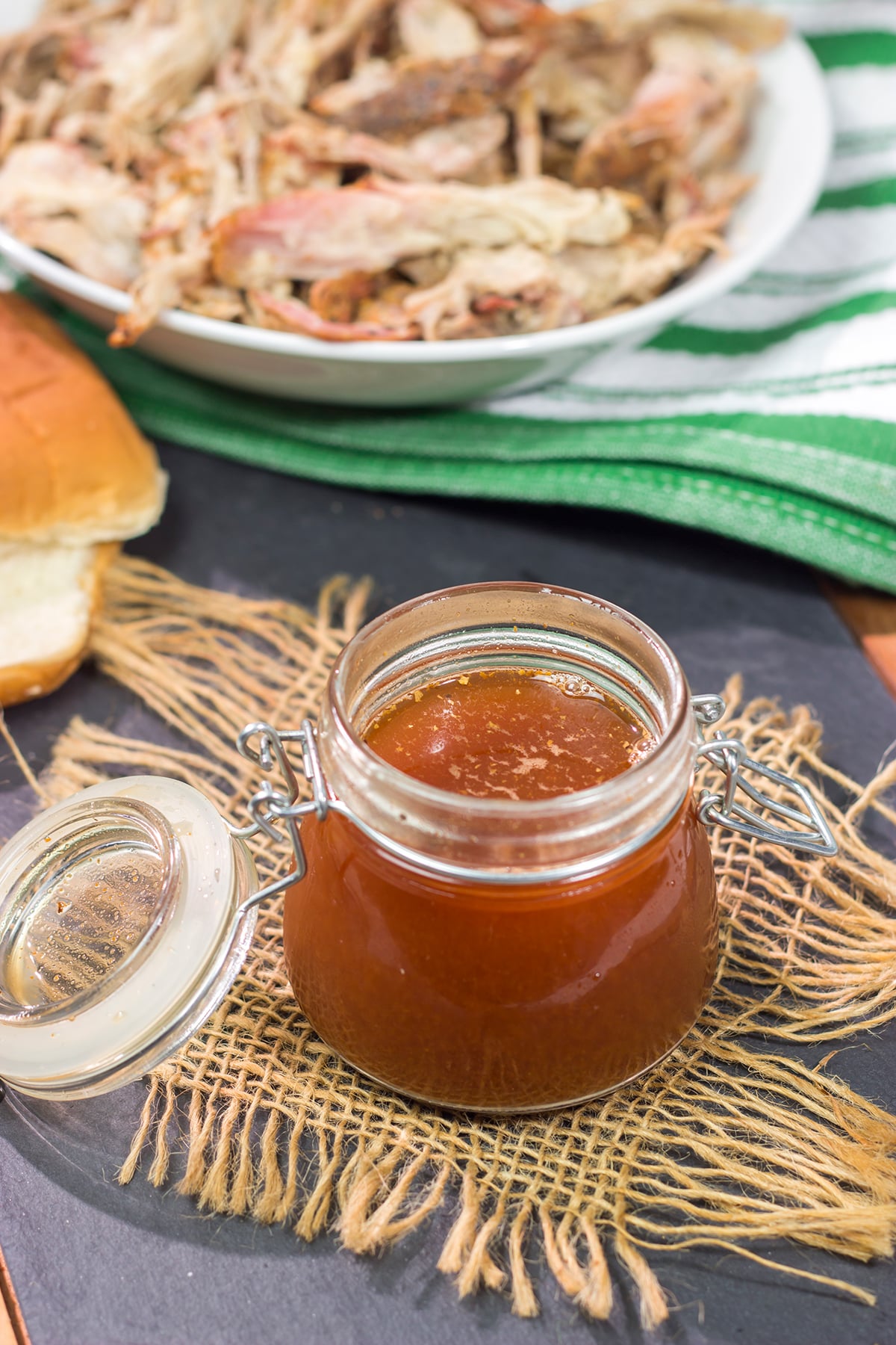 North Carolina BBQ Sauce is a tasty combination of tangy, spicy and sweet. It's an easy recipe that adds a lot of flavor to shredded pork!