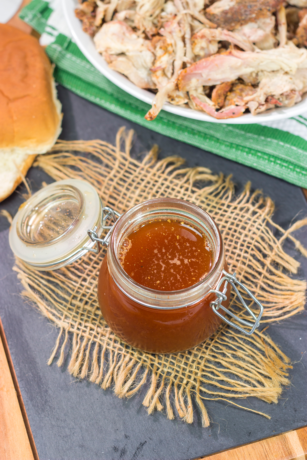 North Carolina BBQ Sauce is a tasty combination of tangy, spicy and sweet. It's an easy recipe that adds a lot of flavor to shredded pork!