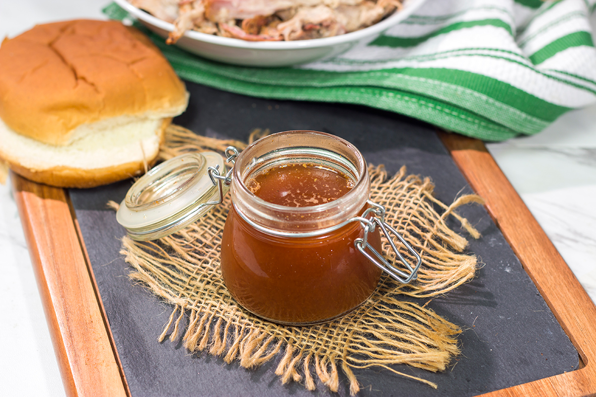 North Carolina BBQ Sauce is a tasty combination of tangy, spicy and sweet. It's an easy recipe that adds a lot of flavor to shredded pork!