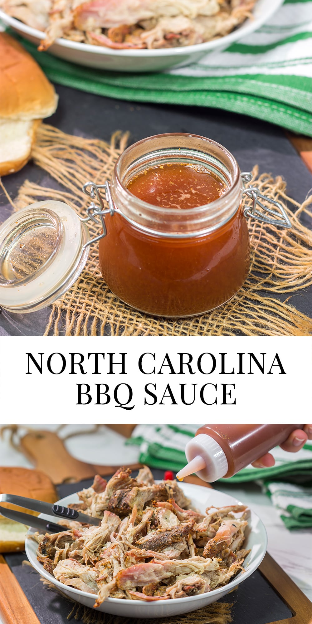 North Carolina BBQ Sauce is a tasty combination of tangy, spicy and sweet. It's an easy recipe that adds a lot of flavor to shredded pork!