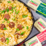 Looking for a tasty one one pot meal? Put this Zucchini and Cheesy Rice Skillet on the menu!