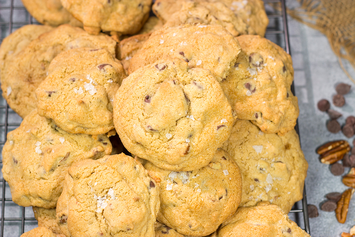 These Bourbon Chocolate Chip Cookies are perhaps the best cookie ever! They're crispy on the edges, chewy in the middle and packed with flavor. Good luck eating just one!