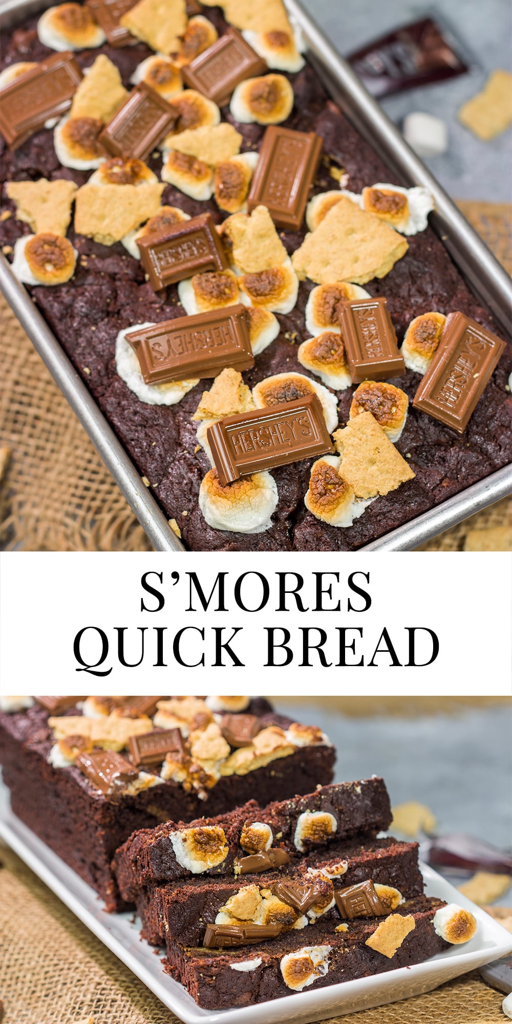 Loaded with chocolate, graham crackers and marshmallows, a slice of this Smores Quick Bread makes for a fantastic snack or dessert!