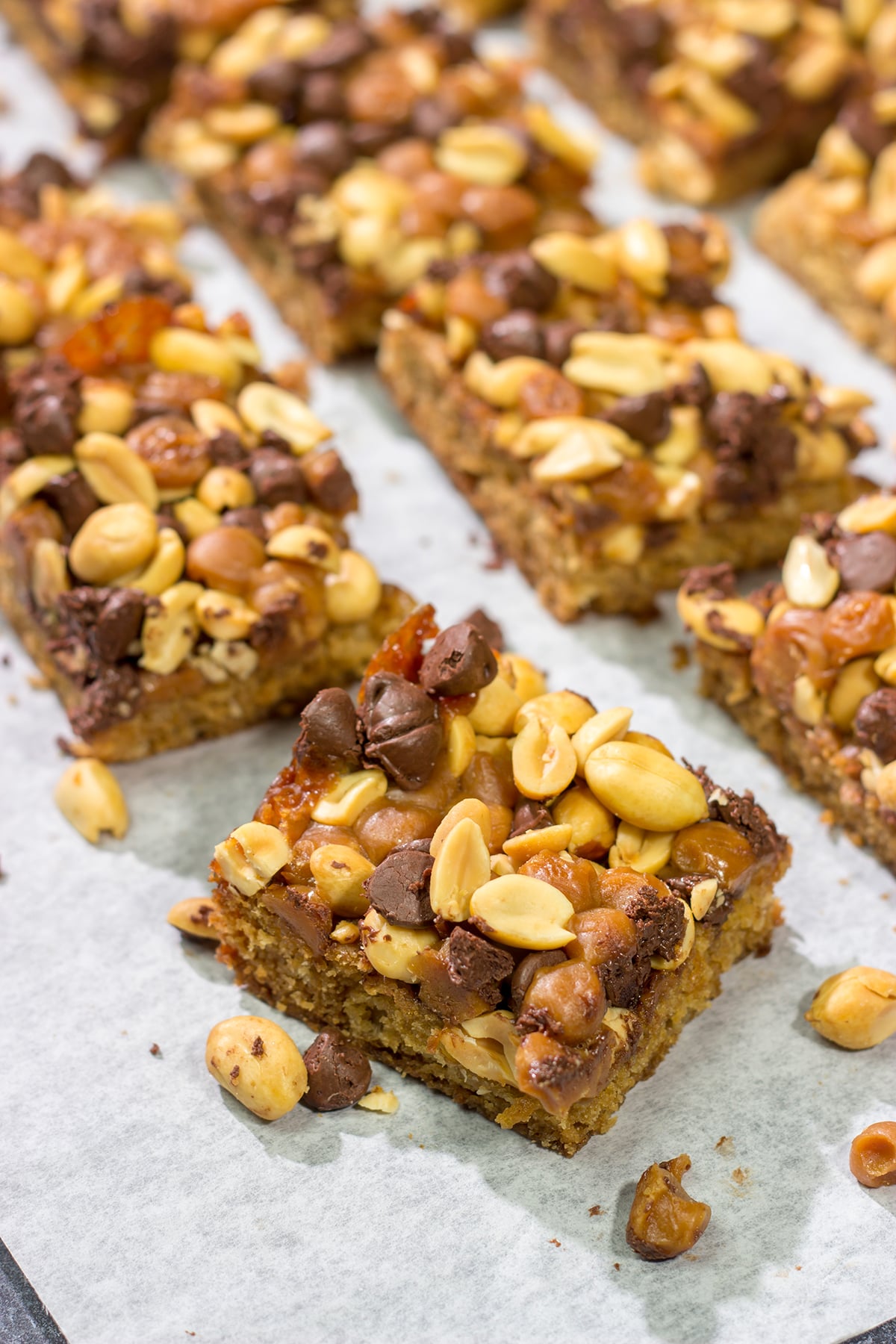 Featuring a sweet and salty combination of chocolate chips, caramel bits and roasted peanuts, these Chocolate Caramel Peanut Bars will satisfy any sweet tooth!