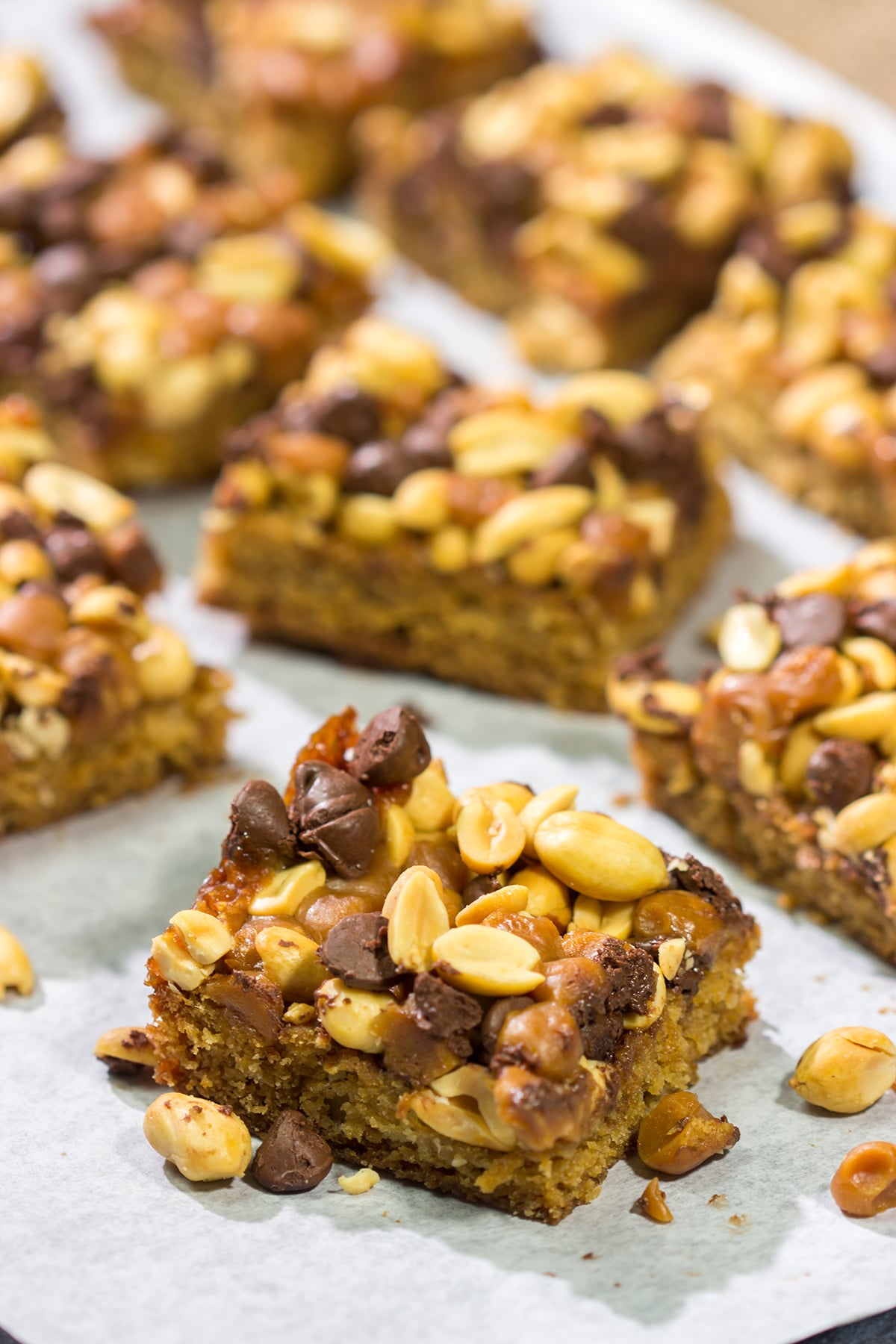 Featuring a sweet and salty combination of chocolate chips, caramel bits and roasted peanuts, these Chocolate Caramel Peanut Bars will satisfy any sweet tooth!