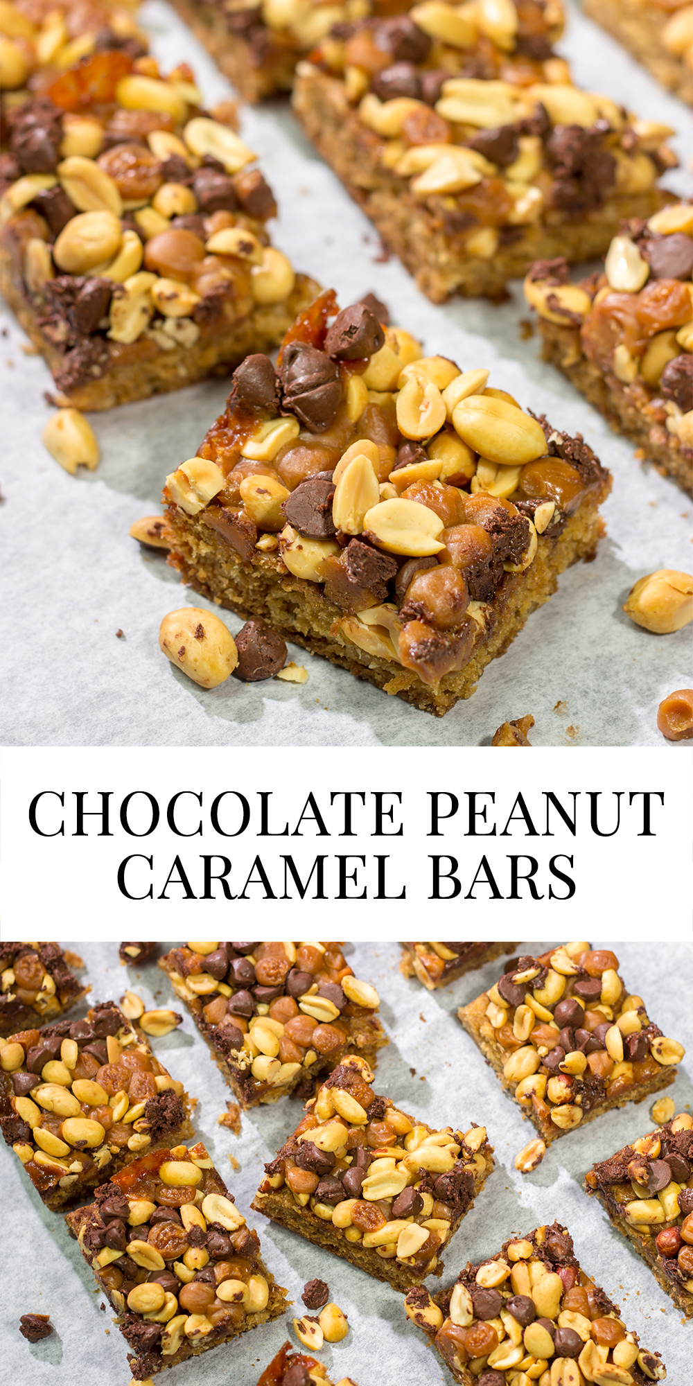 Featuring a sweet and salty combination of chocolate chips, caramel bits and roasted peanuts, these Chocolate Caramel Peanut Bars will satisfy any sweet tooth!