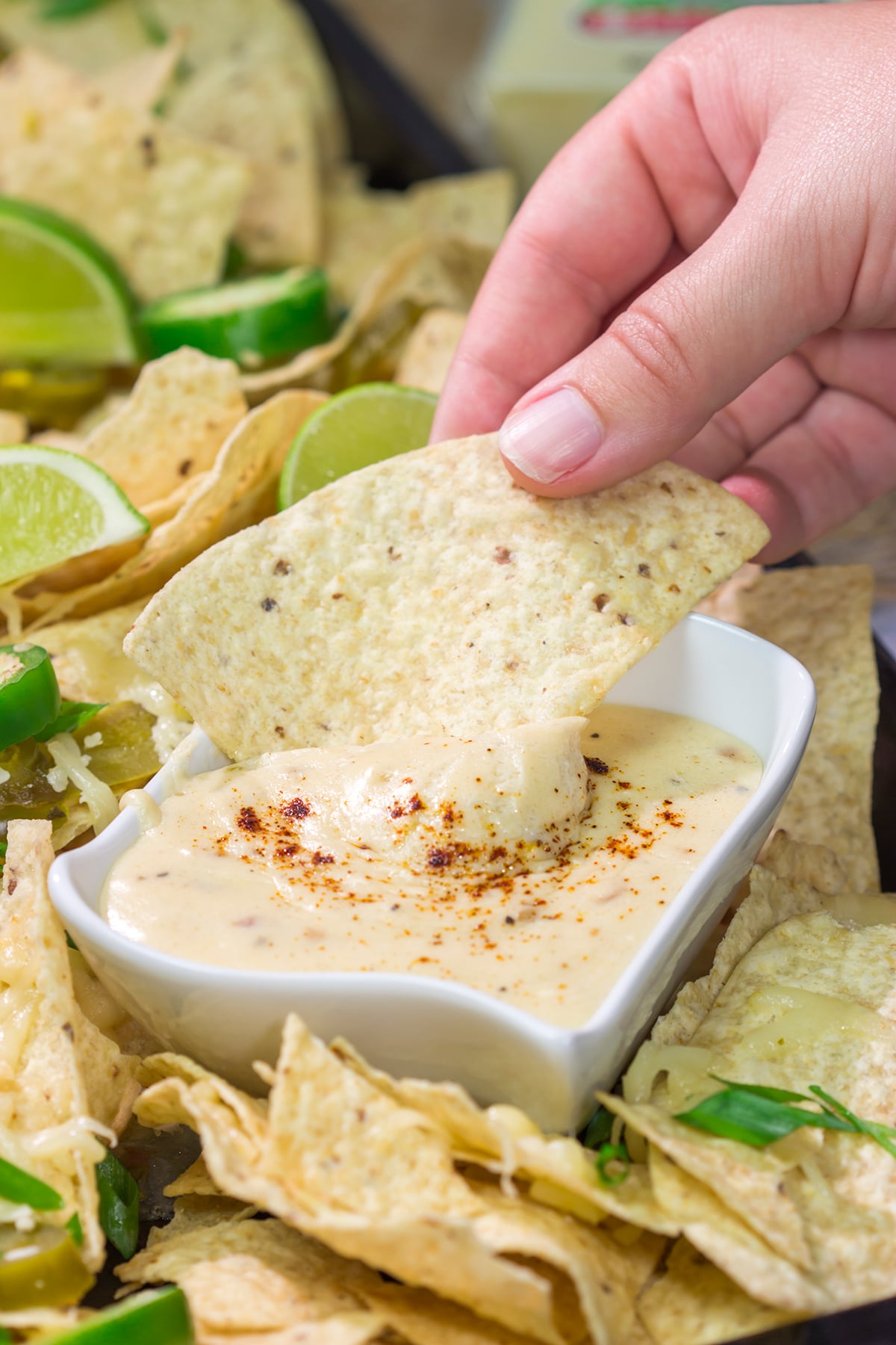 Put a tasty spin on nachos with a batch of this homemade Pepper Jack Nacho Cheese Sauce! This recipe is great for a football appetizer or a game night with friends.