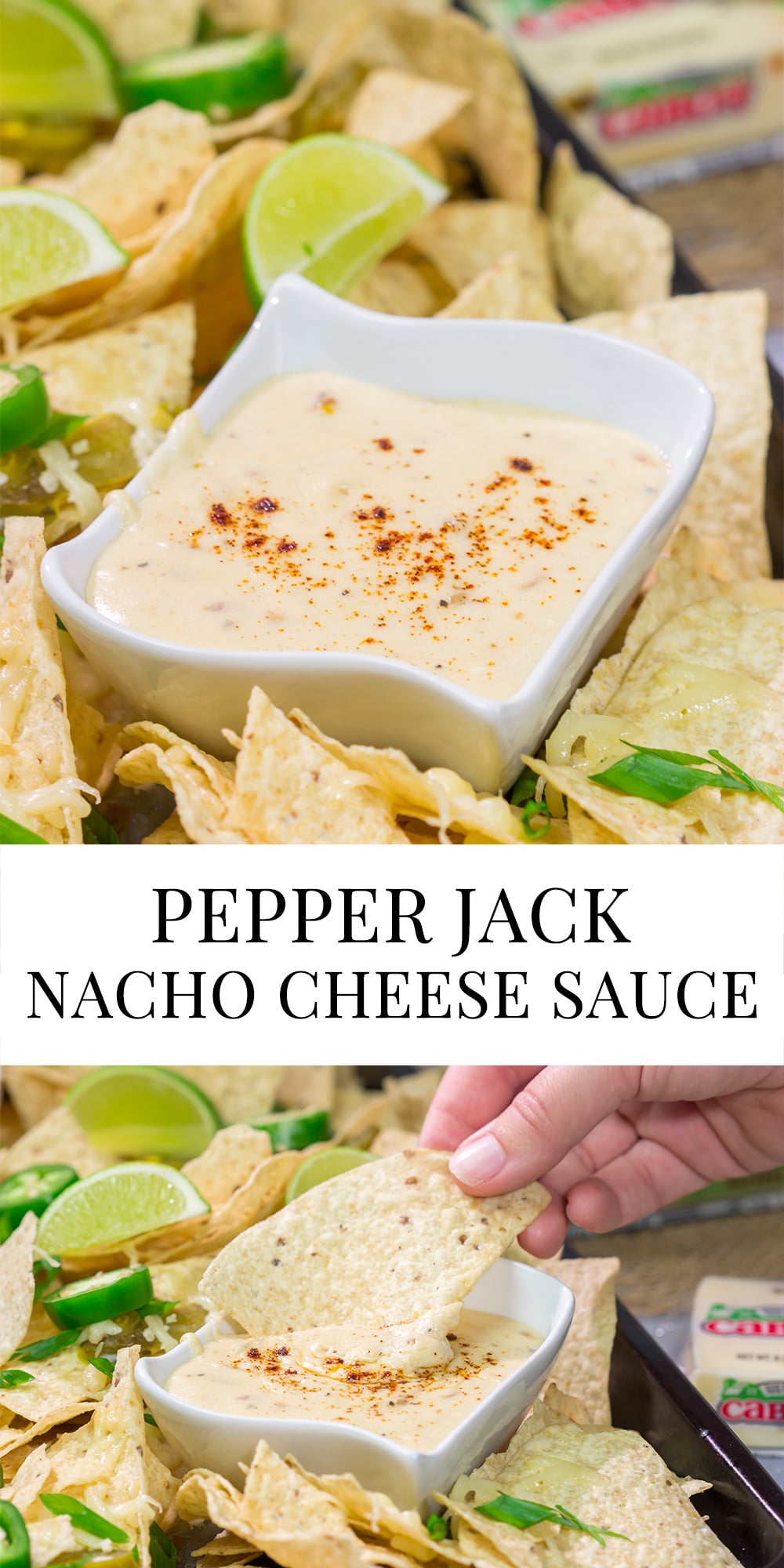 Put a tasty spin on nachos with a batch of this homemade Pepper Jack Nacho Cheese Sauce! This recipe is great for a football appetizer or a game night with friends.