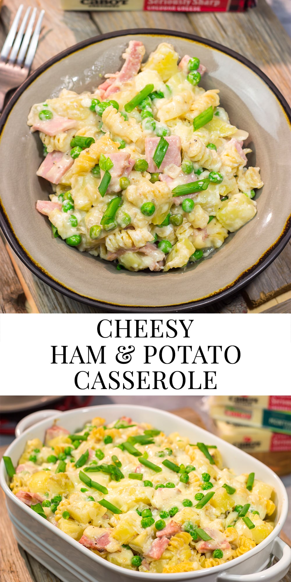 This Cheesy Ham and Potato Casserole makes for a great weeknight meal or potluck dish. The smoked ham, potatoes and cheesy cream sauce combine to create delicious cold-weather comfort food!