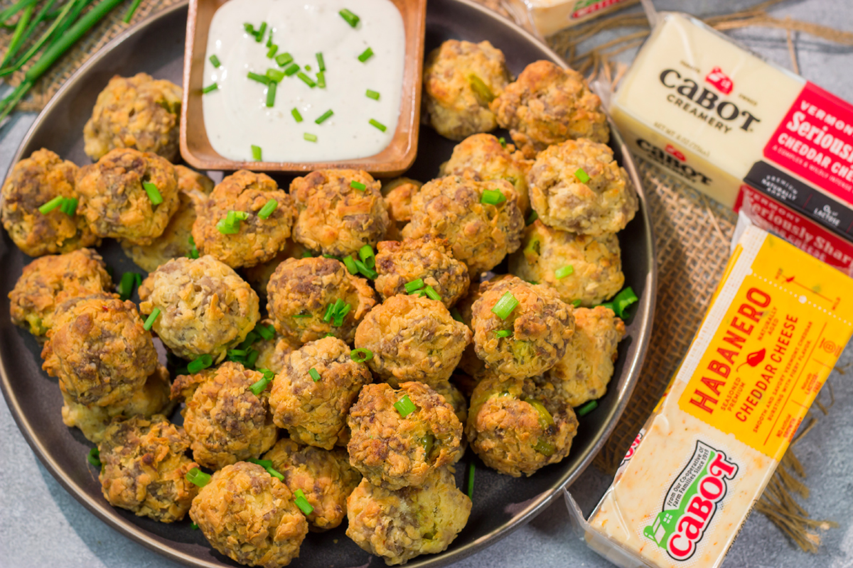 These Cheesy Sausage Balls are perfect for holiday appetizer parties and get-togethers with friends. They're easy to make...and even easier to eat!