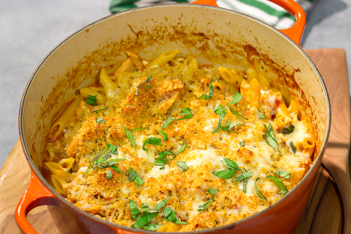 This Chicken Parm Pasta Bake features all of the flavors of classic Chicken Parm - but in a one-pot version that's great for weeknight dinners!