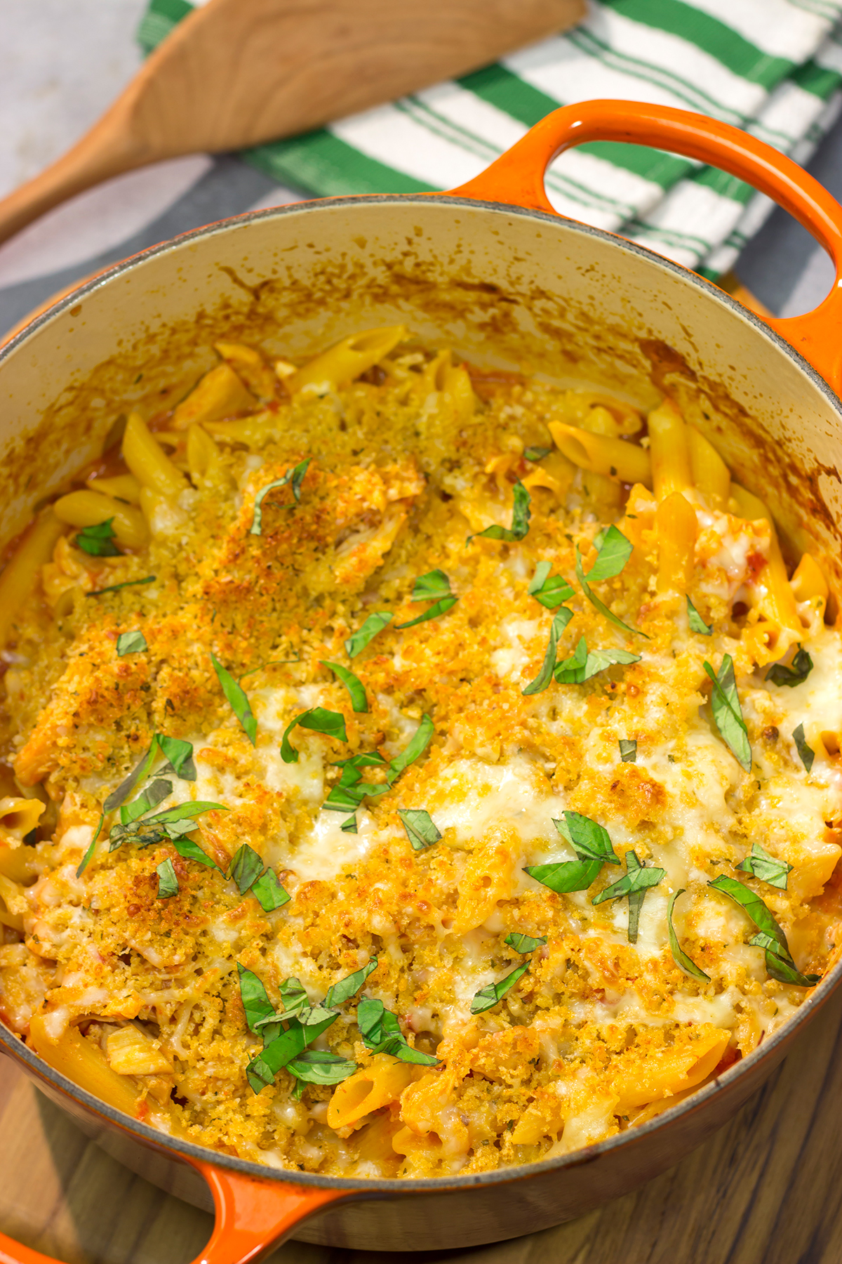 This Chicken Parm Pasta Bake features all of the flavors of classic Chicken Parm - but in a one-pot version that's great for weeknight dinners!