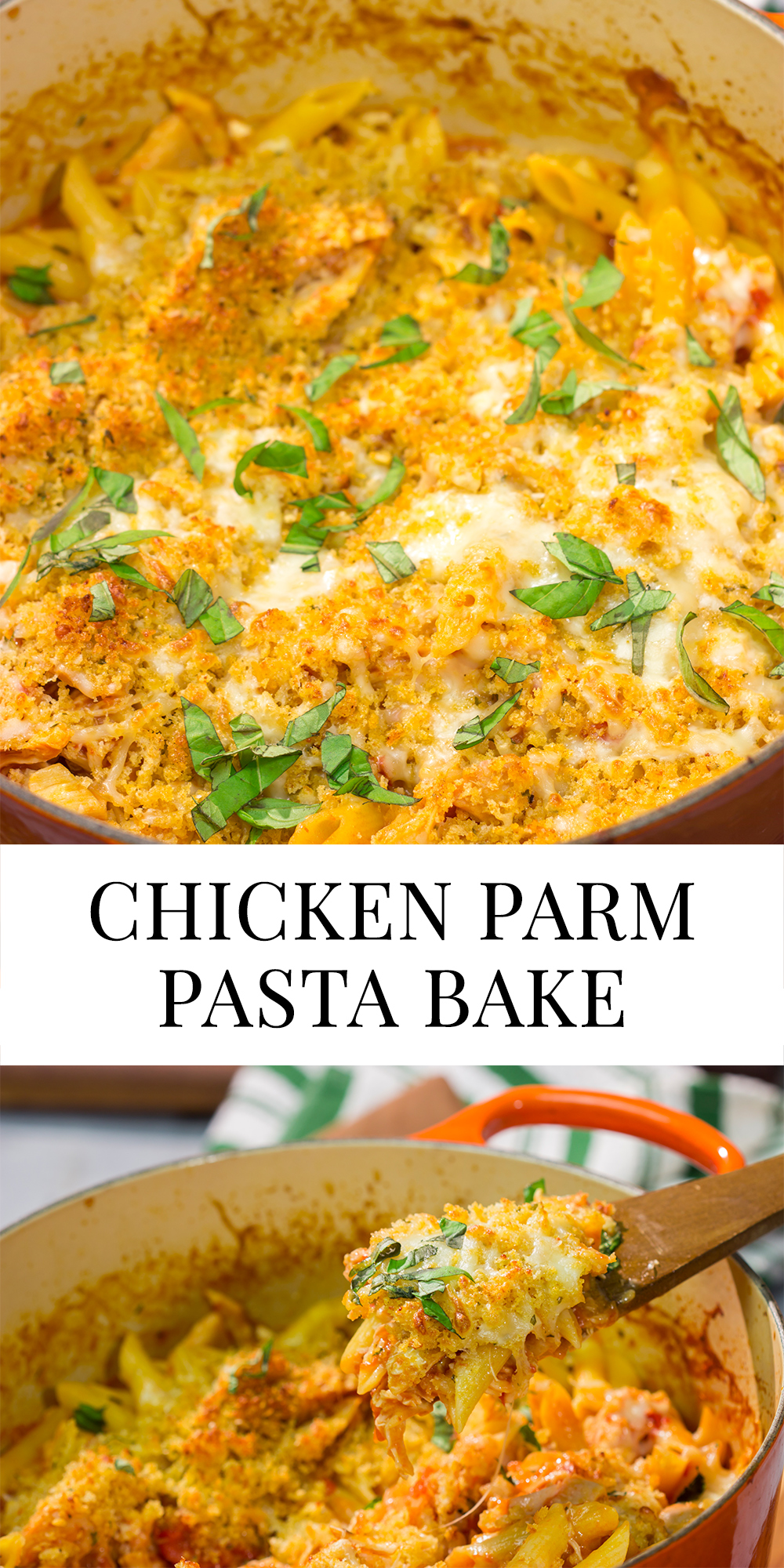 This Chicken Parm Pasta Bake features all of the flavors of classic Chicken Parm - but in a one-pot version that's great for weeknight dinners!