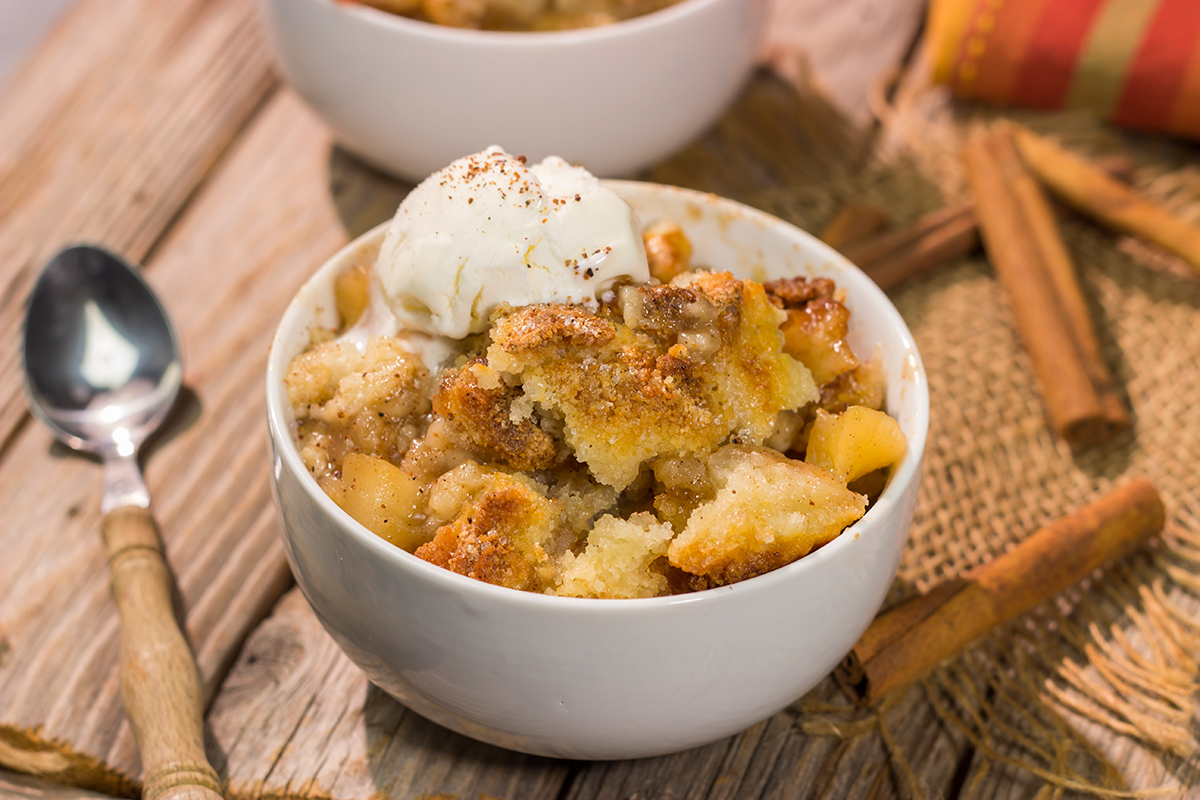 Topped with a golden brown crust and filled with spiced apples, this Cinnamon Apple Cobbler is the perfect dessert for a chilly fall evening!