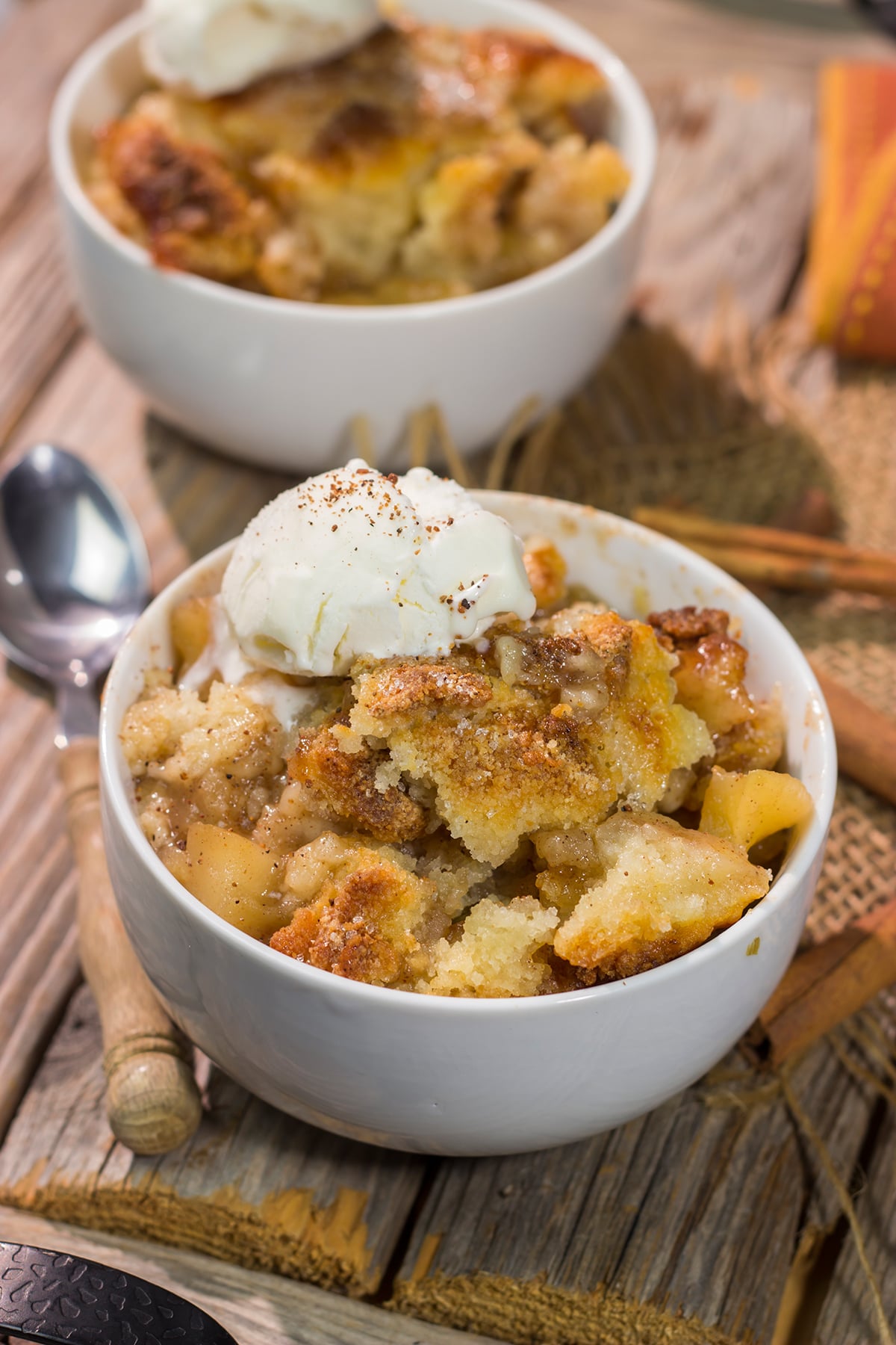Topped with a golden brown crust and filled with spiced apples, this Cinnamon Apple Cobbler is the perfect dessert for a chilly fall evening!