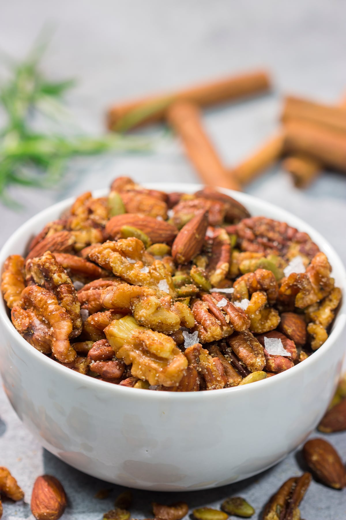 These Maple Roasted Nuts are great for snacking or as an addition to holiday appetizer parties. The sweet and salty combination makes these nuts absolutely delicious!