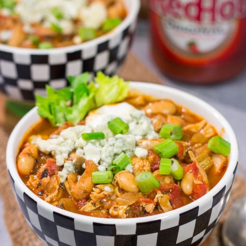 Combine two gameday favorites into one with this Buffalo Chicken Chili. This easy recipe is creamy, spicy...and absolutely delicious!