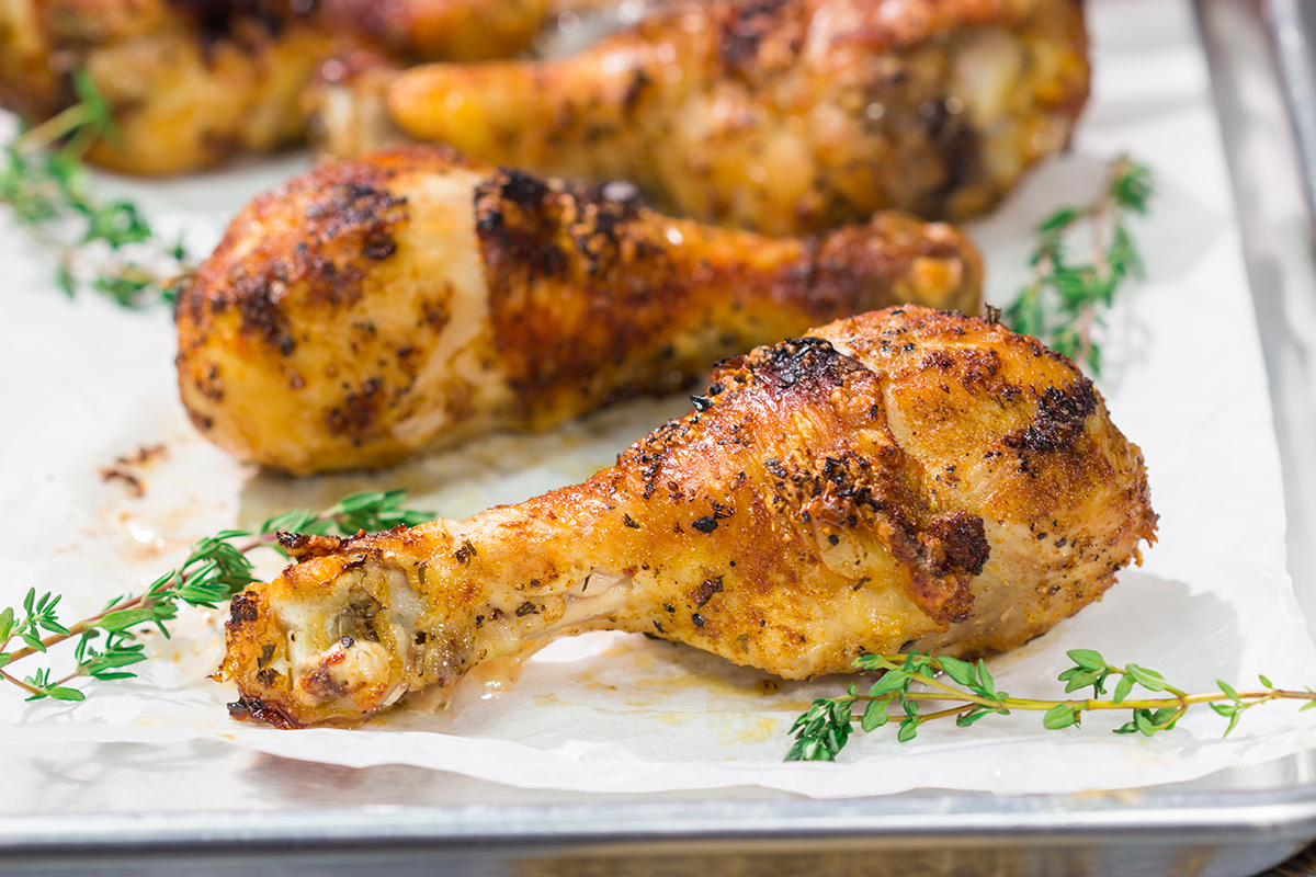 With only 10-minutes of prep time, these Crispy Baked Chicken Drumsticks make for an easy weeknight meal. They taste just like rotisserie chicken!