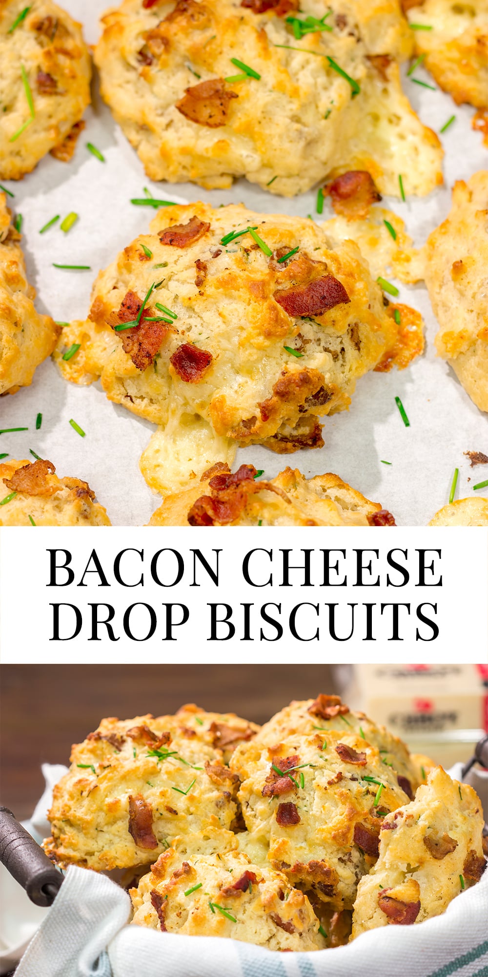 Want homemade biscuits for dinner? This easy Bacon Cheese Drop Biscuits recipe is packed with flavor! Whip up a batch today!