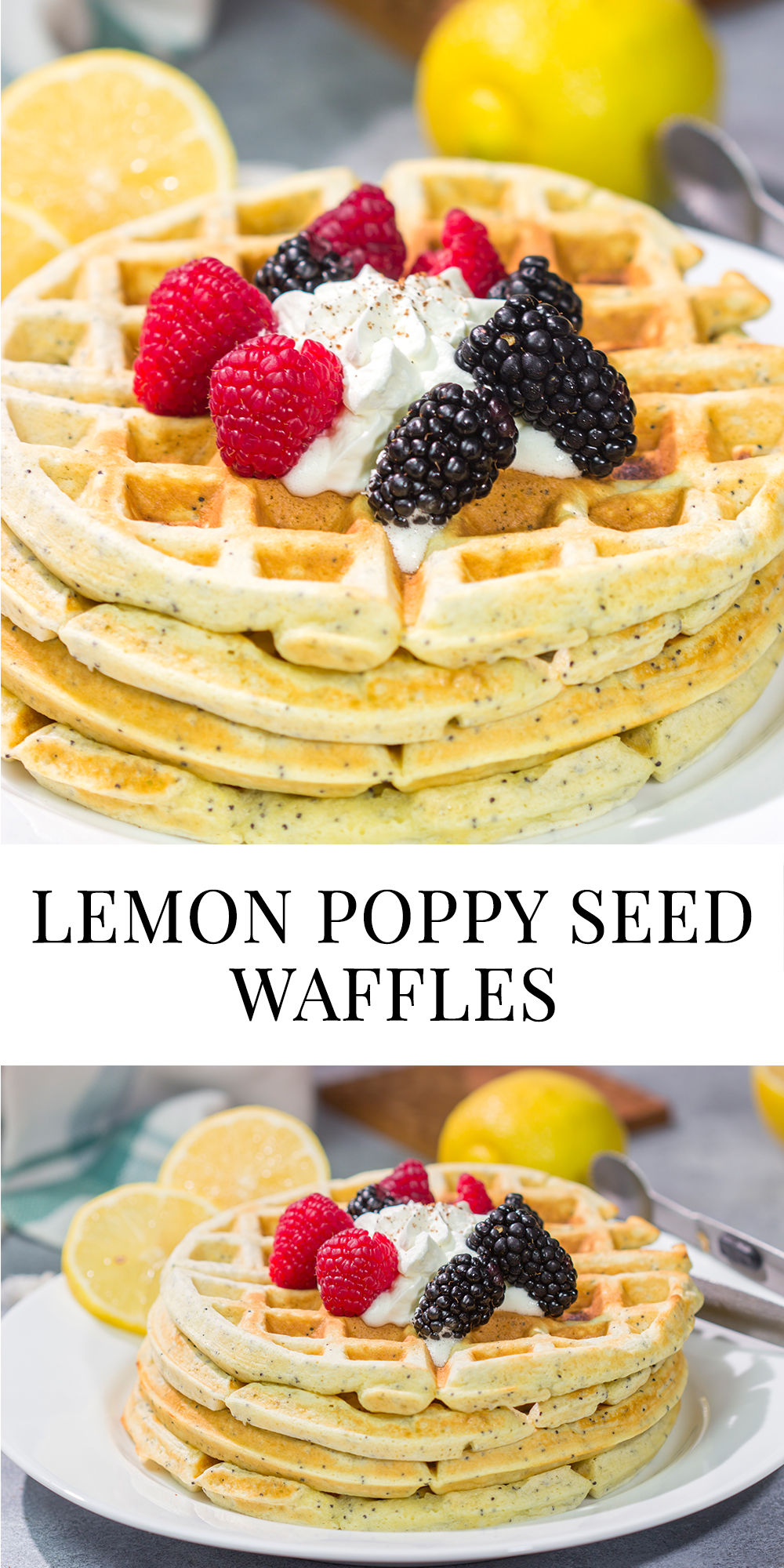 Put a bright, citrusy spin on breakfast with a batch of these Lemon Poppy Seed Waffles!