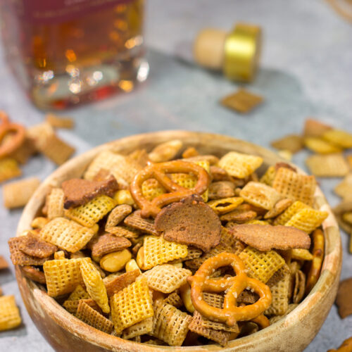 Give that homemade snack mix a makeover with this Bourbon Chex Mix! The whiskey adds a fun extra layer of flavor to this classic snack.