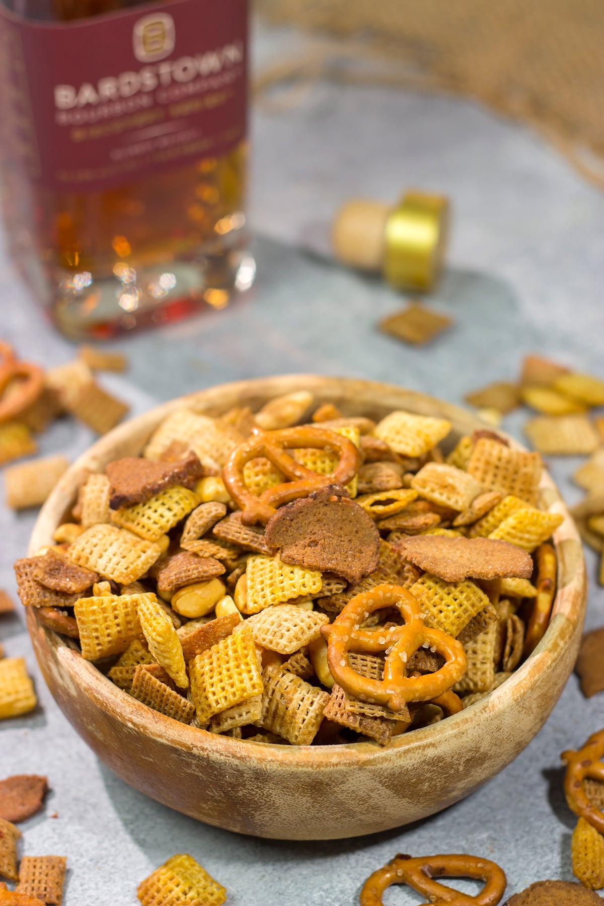 Give that homemade snack mix a makeover with this Bourbon Chex Mix! The whiskey adds a fun extra layer of flavor to this classic snack.