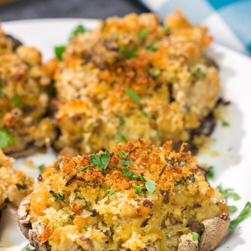 These Crab Stuffed Mushrooms are a healthy way to mix up the dinner routine. Looking for an appetizer instead? Just use smaller mushrooms!