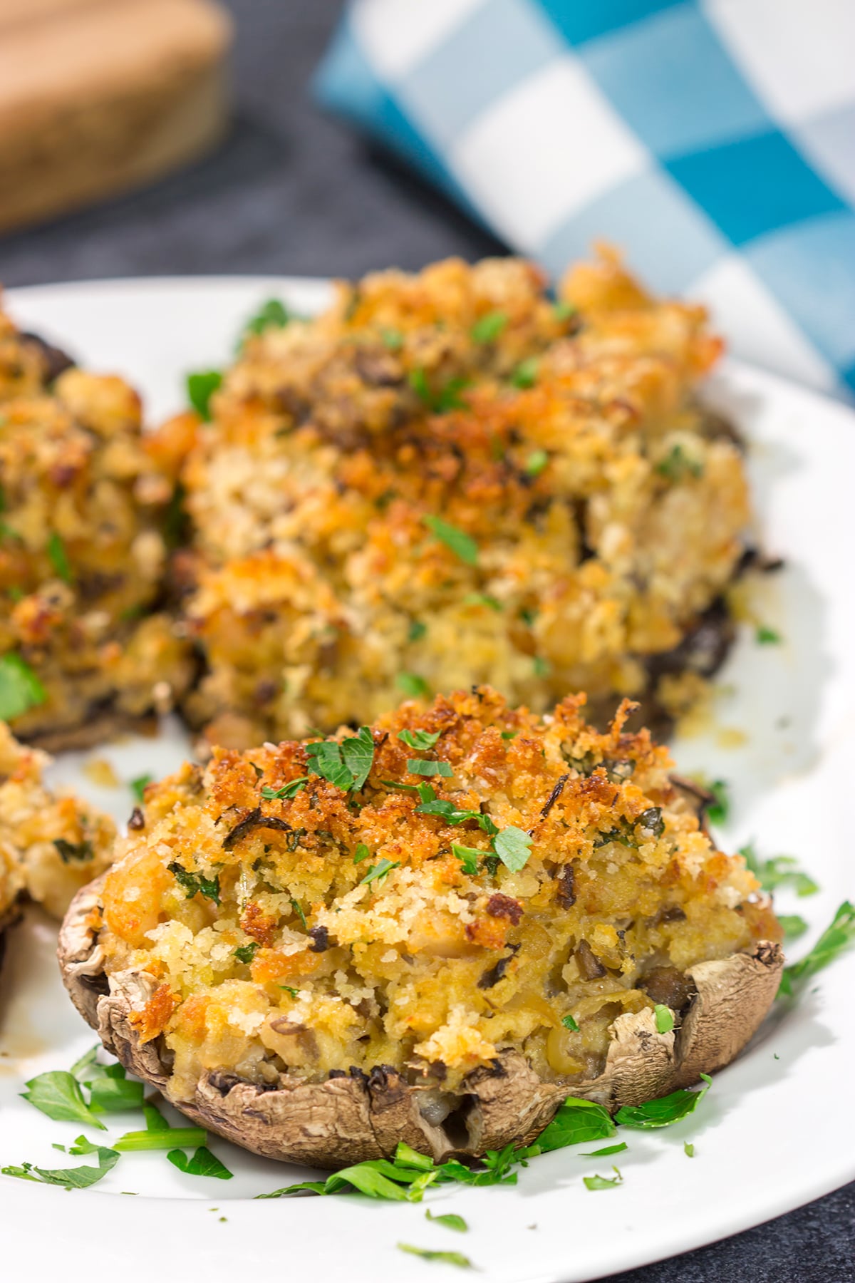 These Crab Stuffed Mushrooms are a healthy way to mix up the dinner routine. Looking for an appetizer instead? Just use smaller mushrooms!
