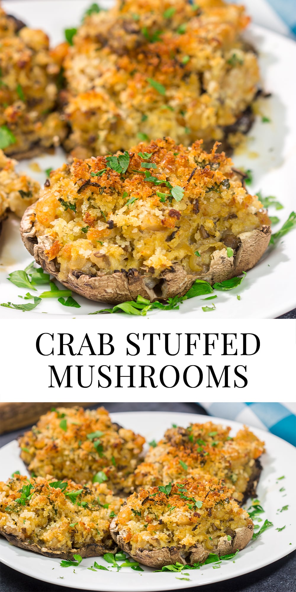 These Crab Stuffed Mushrooms are a healthy way to mix up the dinner routine. Looking for an appetizer instead? Just use smaller mushrooms!
