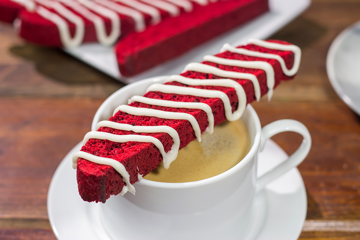 Give coffee time a festive makeover with a batch of these Red Velvet Biscotti!