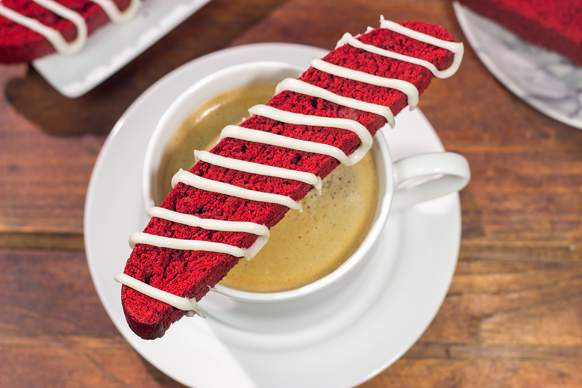 Give coffee time a festive makeover with a batch of these Red Velvet Biscotti!
