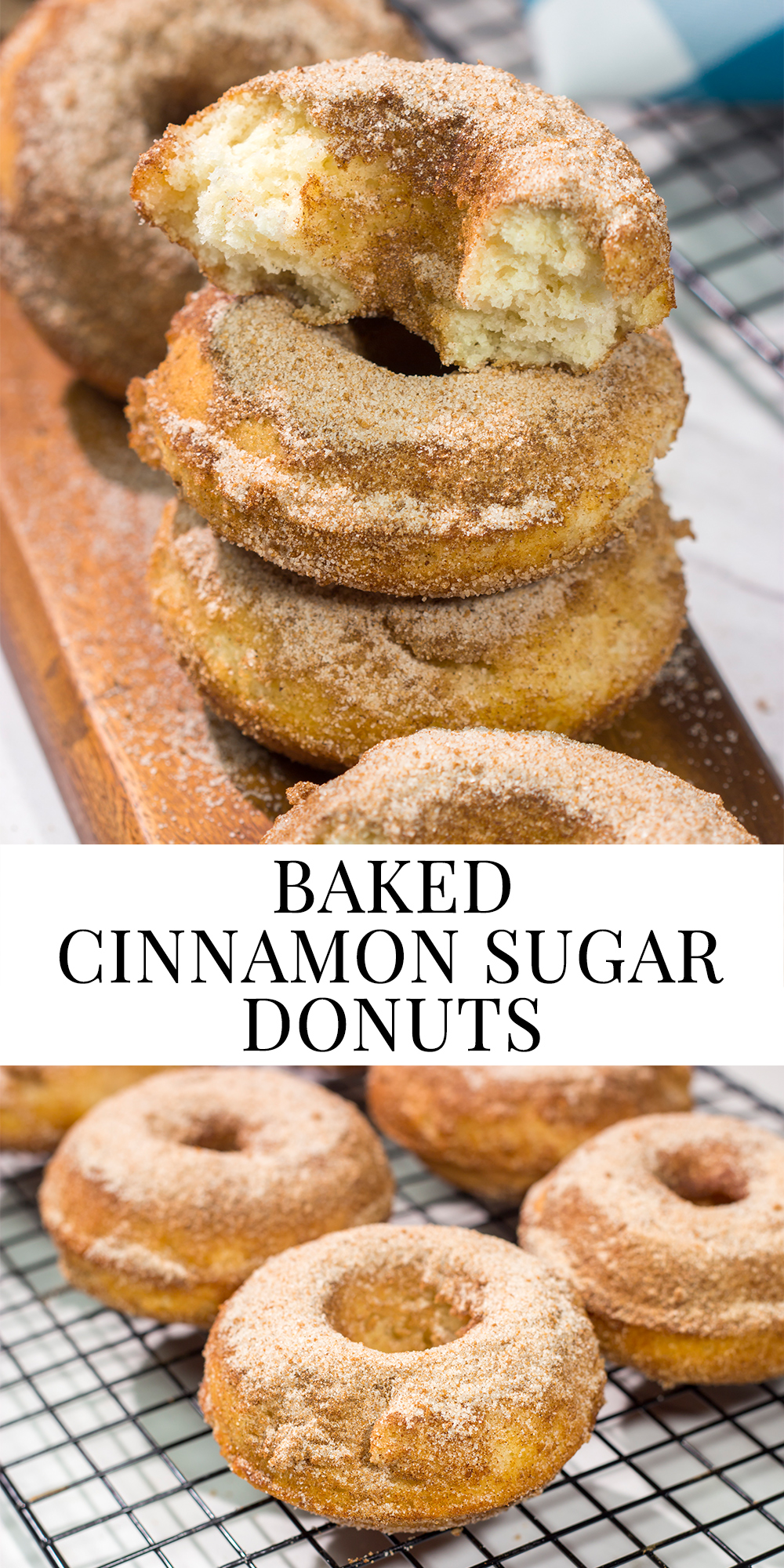 Craving a sweet treat? Make a batch of these Baked Cinnamon Sugar Doughnuts. Ready in less than 45 minutes, these doughnuts are always a family favorite!
