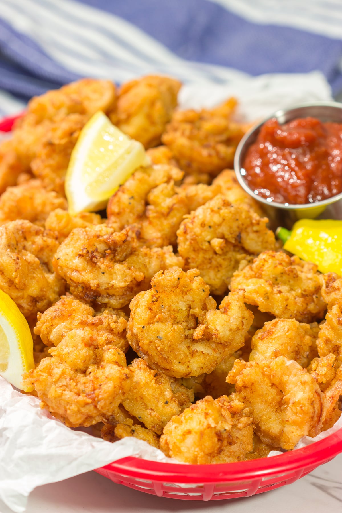 Named after a tiny fishing town on the Carolina coast, Calabash Shrimp feature a light and crispy coating. It's perhaps the best fried shrimp you'll ever eat!