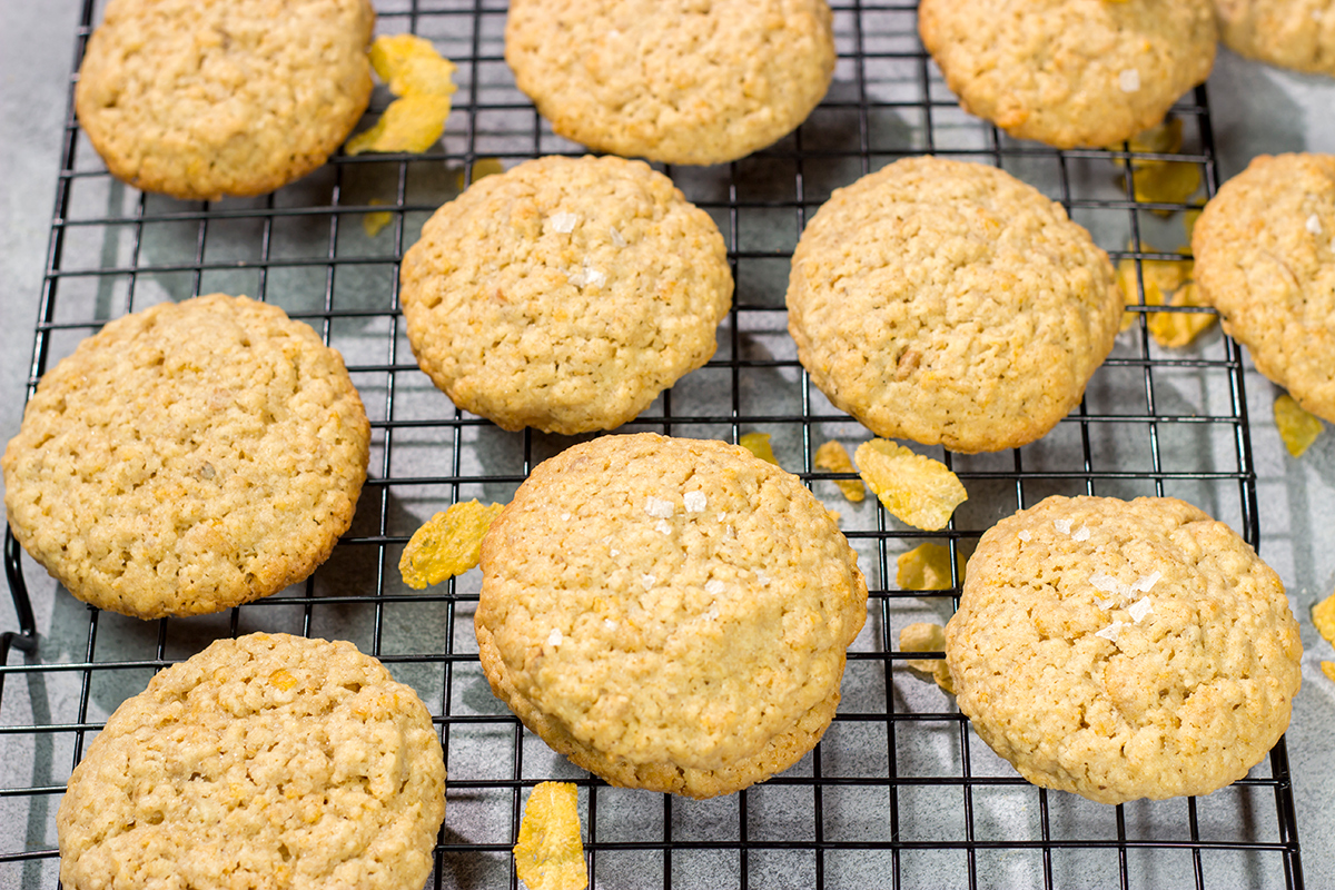 These Cornflake Cookies are the perfect combination of chewy and crunchy - they're packed with cornflakes cereal, chopped pecans and oats. Good luck eating just one!
