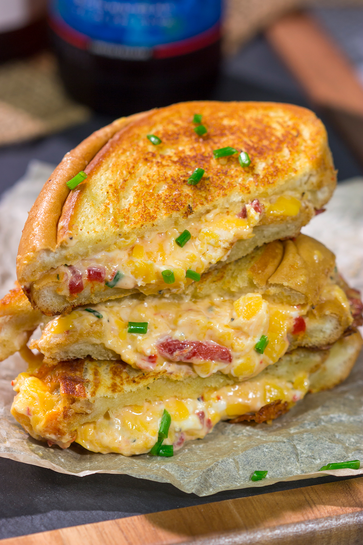 Take an old classic to a new level! These Pimento Grilled Cheese Sandwiches feature melty, creamy pimento cheese in between slices of buttered bread. Yum!