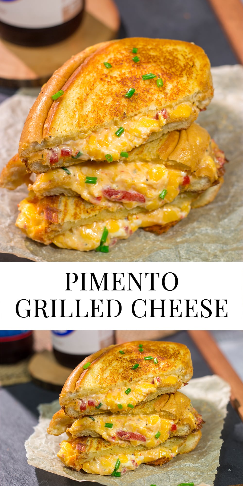 Take an old classic to a new level! These Pimento Grilled Cheese Sandwiches feature melty, creamy pimento cheese in between slices of buttered bread. Yum!