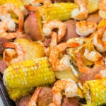 This Sheet Pan Lowcountry Boil recipe features all of the flavors of a traditional shrimp boil...but it gets baked in the oven instead!