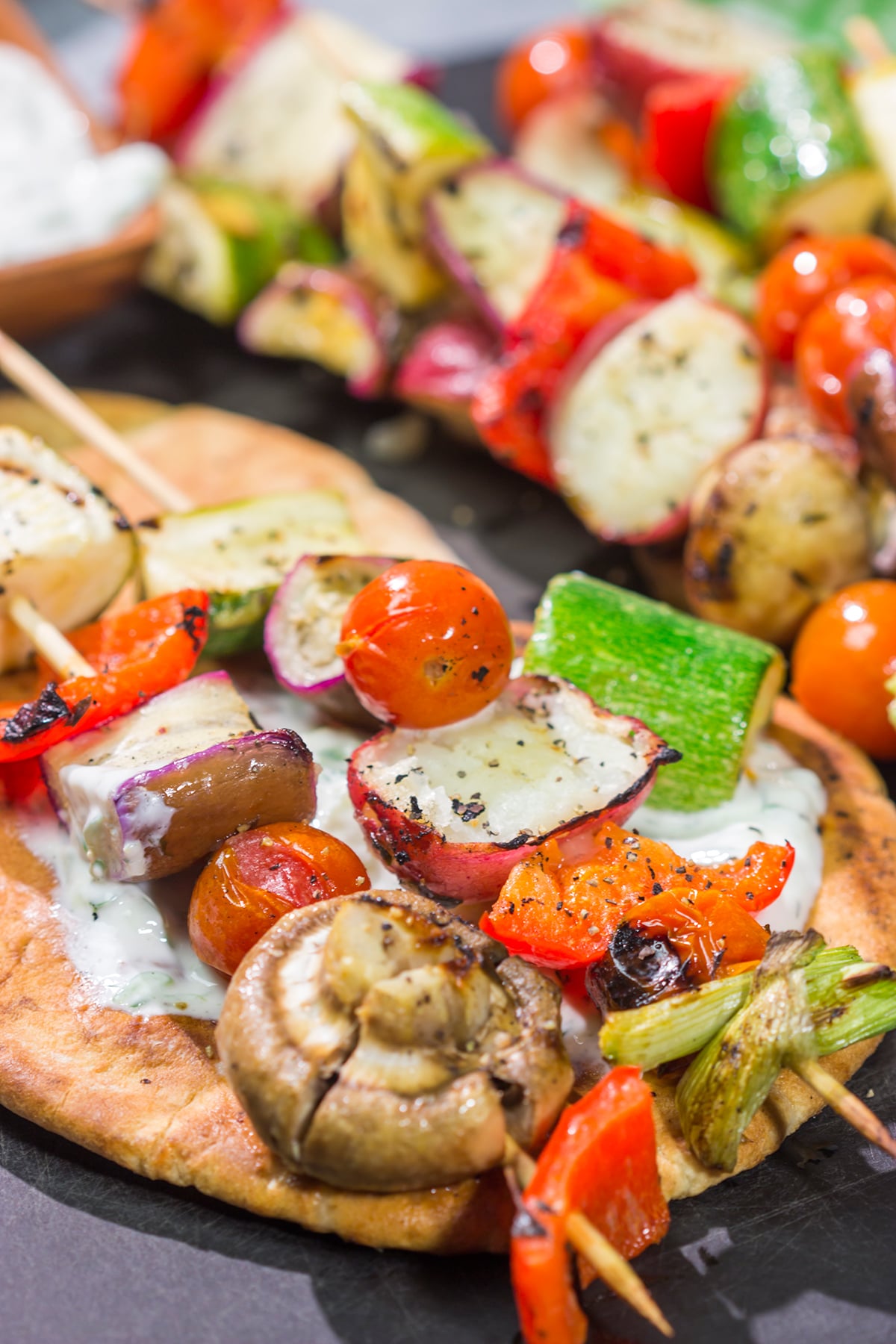 Take advantage of fresh summer produce with this Grilled Vegetable Souvlaki recipe. Serve with grilled pita and homemade tzatziki sauce for an extra boost of flavor!