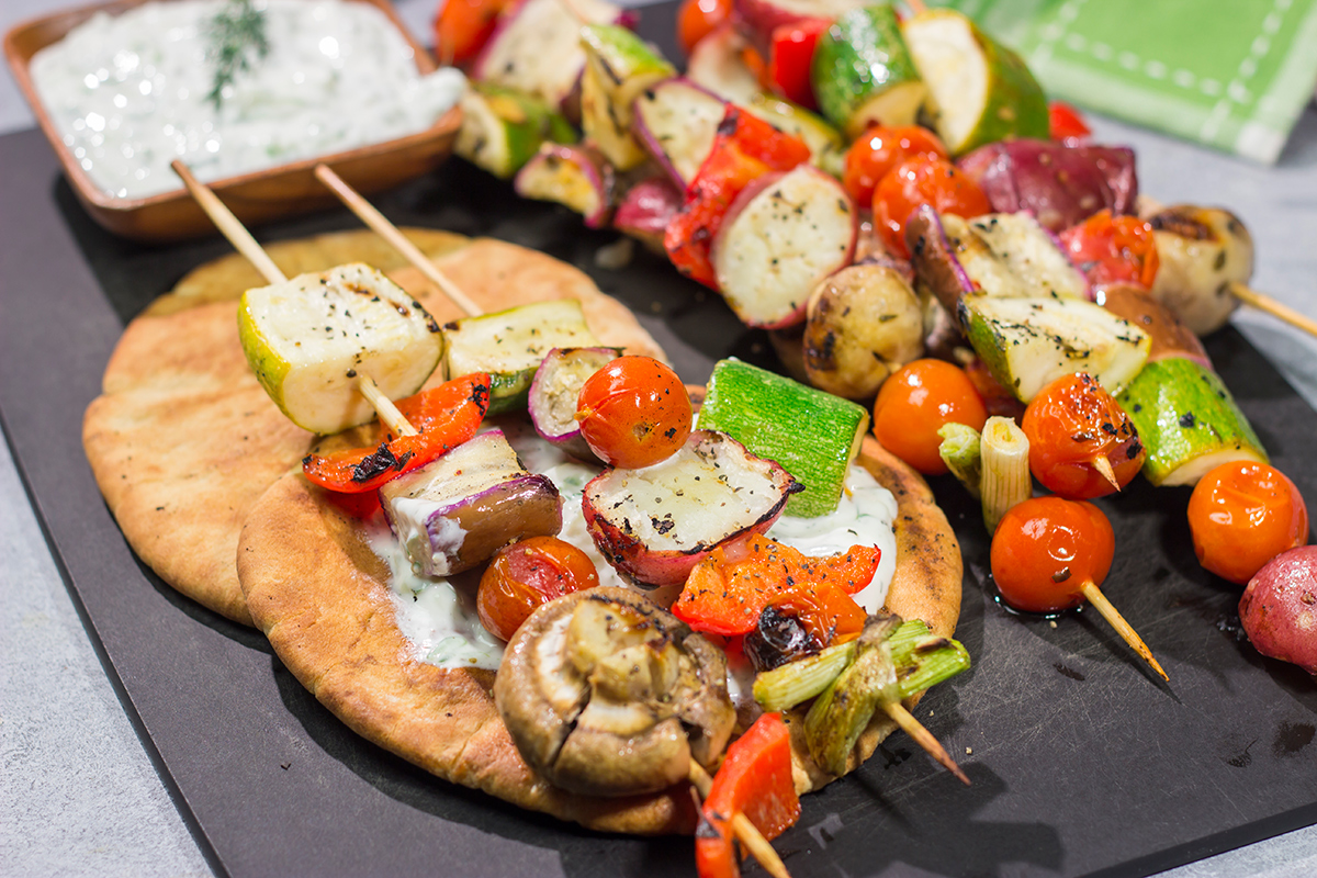 Take advantage of fresh summer produce with this Grilled Vegetable Souvlaki recipe. Serve with grilled pita and homemade tzatziki sauce for an extra boost of flavor!