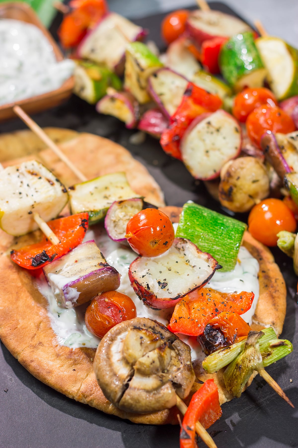 Take advantage of fresh summer produce with this Grilled Vegetable Souvlaki recipe. Serve with grilled pita and homemade tzatziki sauce for an extra boost of flavor!